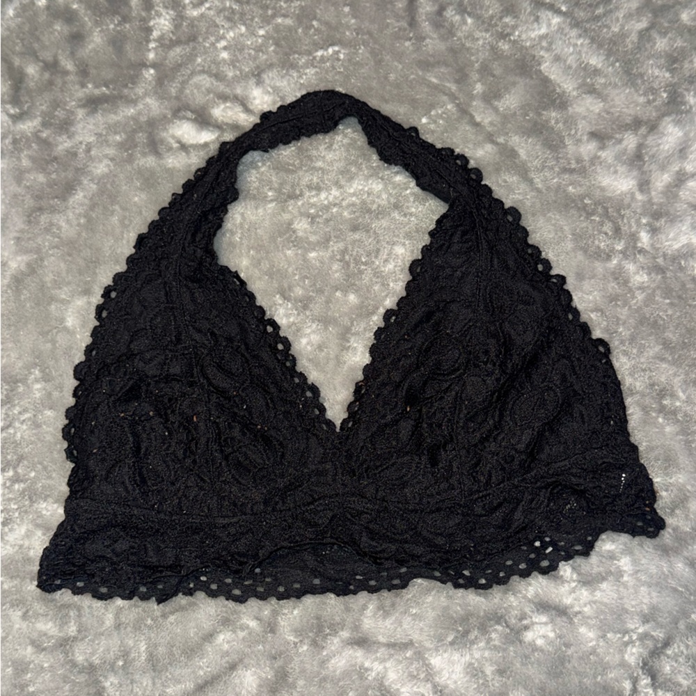 Black Lace Halter Bra